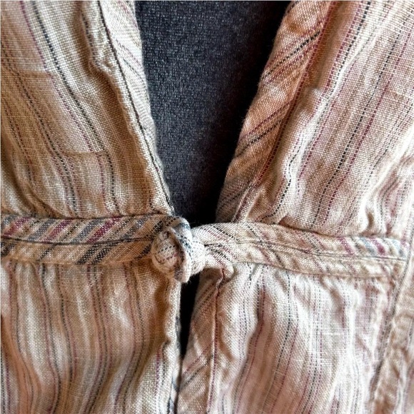 The Territory Ahead Linen Long Sleeve Blazer Womens Size XL Striped Lagenlook - Picture 2 of 13